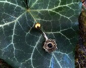 Bellypiercing Gold Black Shell Oriental Celtic Gold Hippie Bohemian Mandala Gypsy