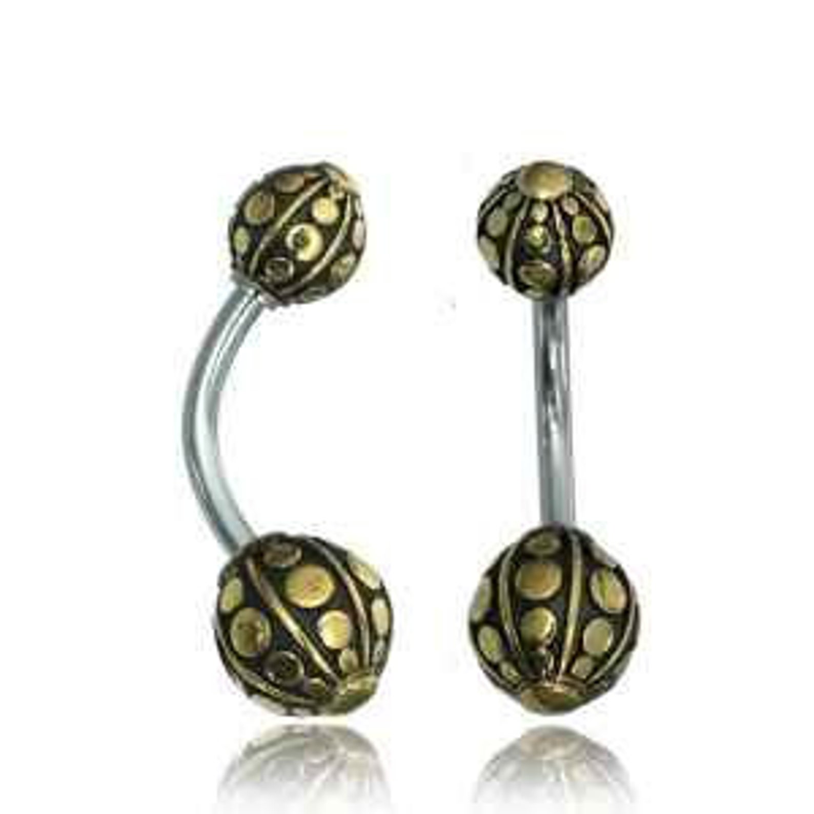 OUFER Piercing Per Ombelico In Titanio - Doppia Gemma Con Zirconia, Lunghezze 6-16mm - Foto 3