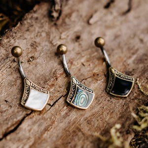 Bauchnabelpiercing Loki Gold // Hippie Mandala Boho Bohemian Oriental Festival einzigartig besonders Heilstein Muschel Fee Elfe