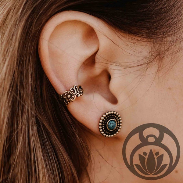 Ear Cuff Rosali Gold // Ear cuff, franjes, oorclips, clip op zonder oorgat, mandala, bloemen, bloemen, fijn, filigraan, hippie, boho