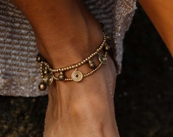 Gold spiral anklet // Boho, Hippie, Bohemian, Bohochick, Hippiechick