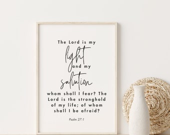 The Lord Is My Light And My Salvation, Bible Verse Printable, Home Décor, Scripture Wall Art, Christian Gift, Psalm 27:1