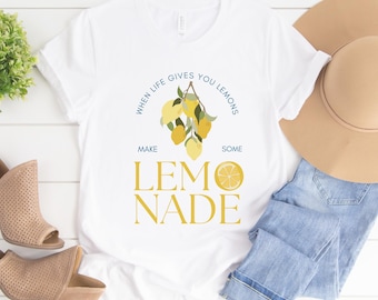 Camiseta "Cuando la vida te da limones": Camiseta con gráfico de frutas vintage
