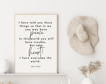 I Have Told You These Things, Bible Verse Printable, Home Décor, Scripture Wall Art, Christian Gift, John 16:33
