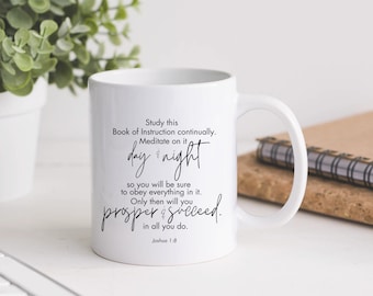 Joshua 1:8 Bible Verse Coffee Mug - Religious Gift