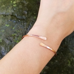 Dainty Copper Bracelet, Minimalist Jewelry, Adjustable Paddle Bangle, Wrap Bracelet, Boho Stacking Bracelet, Gift Under 20,