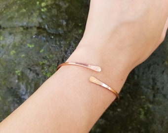 Dainty Copper Bracelet, Minimalist Jewelry, Adjustable Paddle Bangle, Wrap Bracelet, Boho Stacking Bracelet, Gift Under 20,