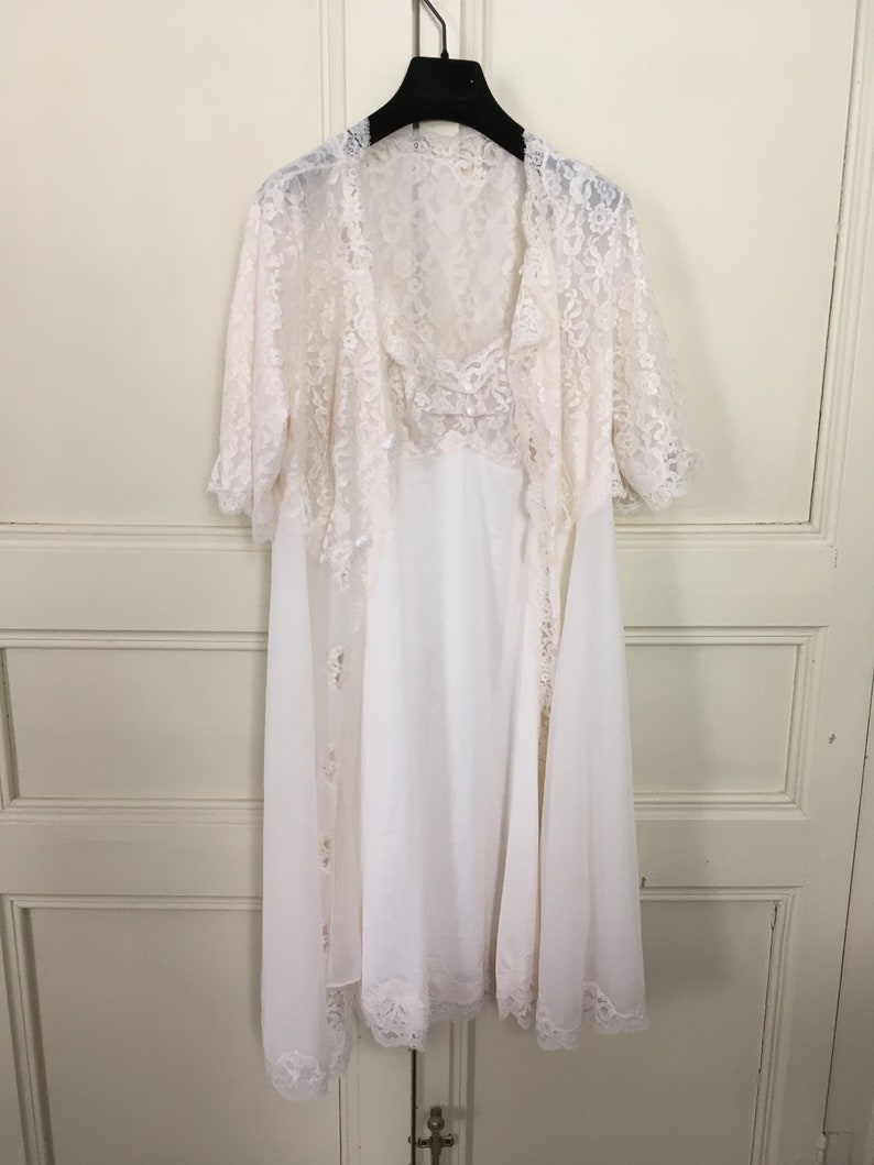 Vintage Peignoir Set Mitjans 1960s Spanish Lace Nightgown | Etsy
