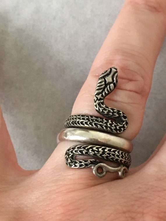 Sterling Silver Snake Ring Vintage Silver Ring 80s