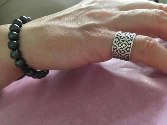 Vintage Ring-Sterling Silver band  Ring-Silver Ring Vintage Marcasite Ring Size 6 Handmade Vintage Ethnic-Hippy-Gypsy.....