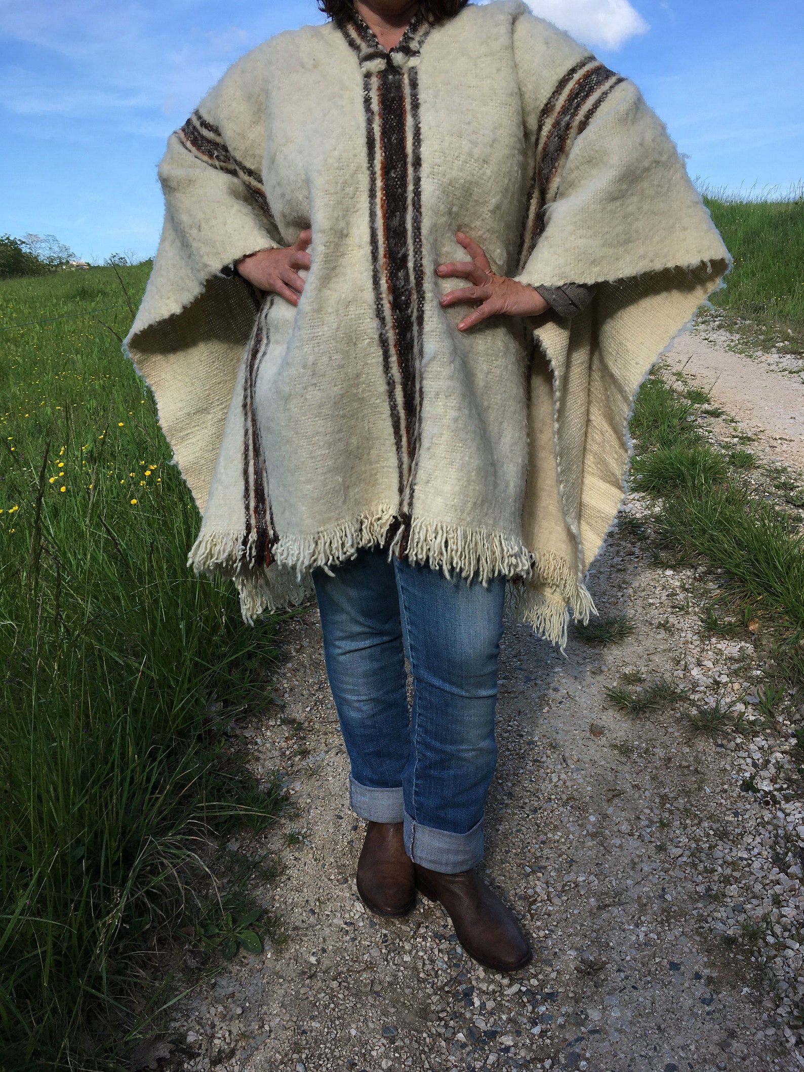 Chilean Vintage Poncho Blanket 90s Authentic Chiloe Etsy