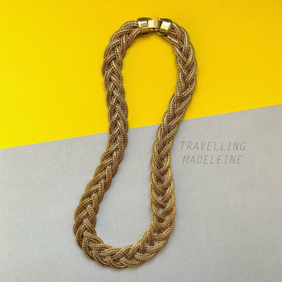 VINTAGE Gold Tone Braided Chain Necklace(Sp23-196… - image 1