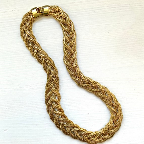 VINTAGE Gold Tone Braided Chain Necklace(Sp23-196… - image 6