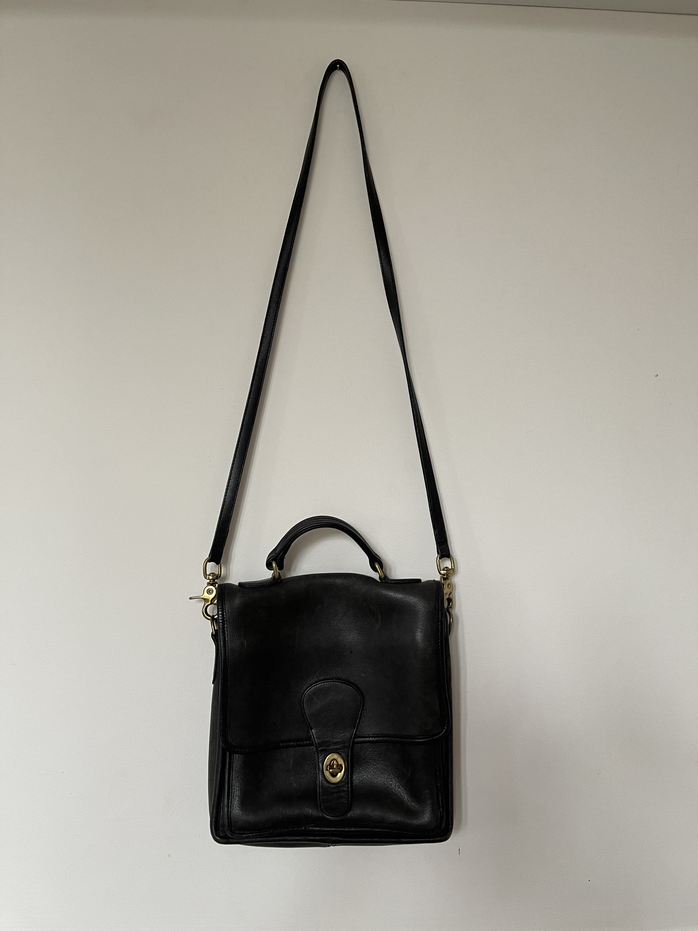 Black Leather Coach Bag Etsy