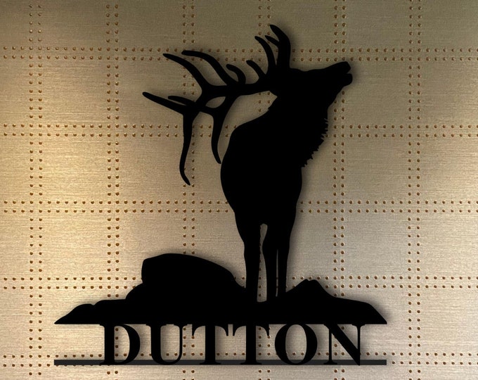 Custom Name Elk Metal Sign, Elk Metal Wall Decor, Family Name Metal Sign, Last Name Sign, Elk Hunter Gift, Elk Porch Sign, Elk Decor
