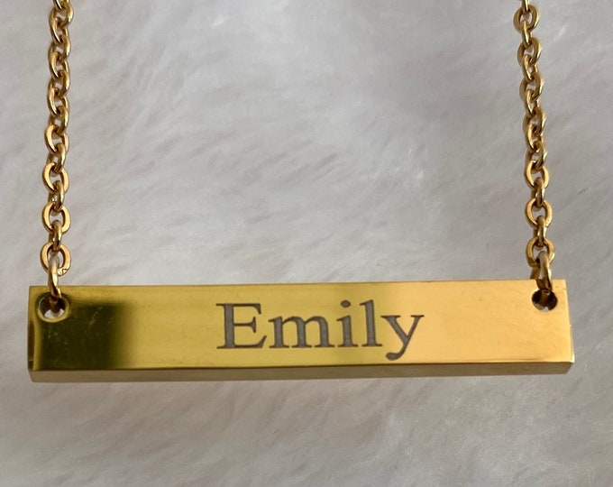 Mini Bar Necklace, Bar Necklace Personalized, Silver or Gold Necklace, Custom Name Necklace, Personalized Gift for Women