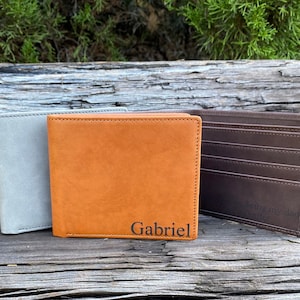 Billetera grabada para hombre, billetera personalizada con monograma, billetera delgada plegable, billeteras para hombre, billetera para padrinos de boda, billetera personalizada para hombre, billetera para bodas