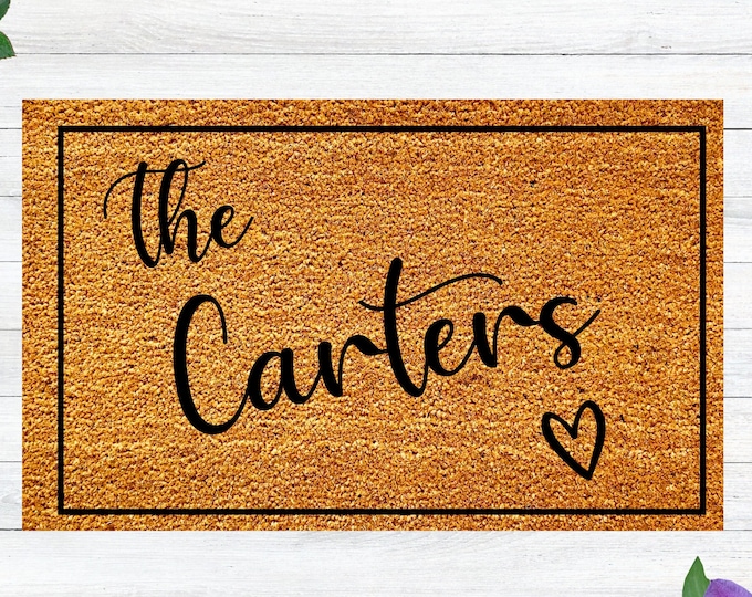 Personalized Welcome Mat, Custom Door Mat, Family Name Doormat, Wedding Gift, Housewarming Gift, Welcome Doormat,Realtor Client Closing Gift