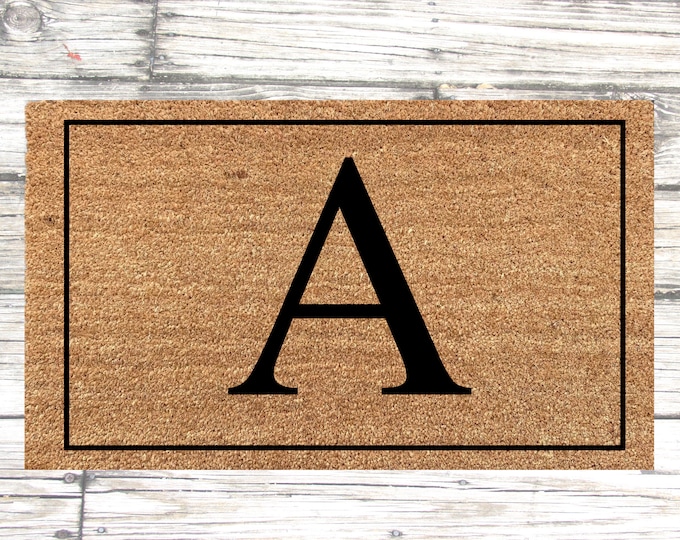 Simple Monogram Door Mat, Custom Door Mat, Wedding Gift, Closing gift, housewarming gift, welcome mat, front door mat, door mat personalized