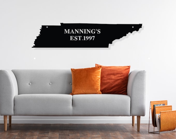 Custom Tennessee Metal sign, Established Family Sign, Metal Monogram Sign, Metal Family Name Sign, Metal Signs with Last Names