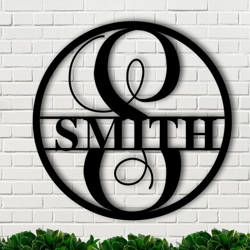 Custom Last/first Name Circle Metal Sign Etsy