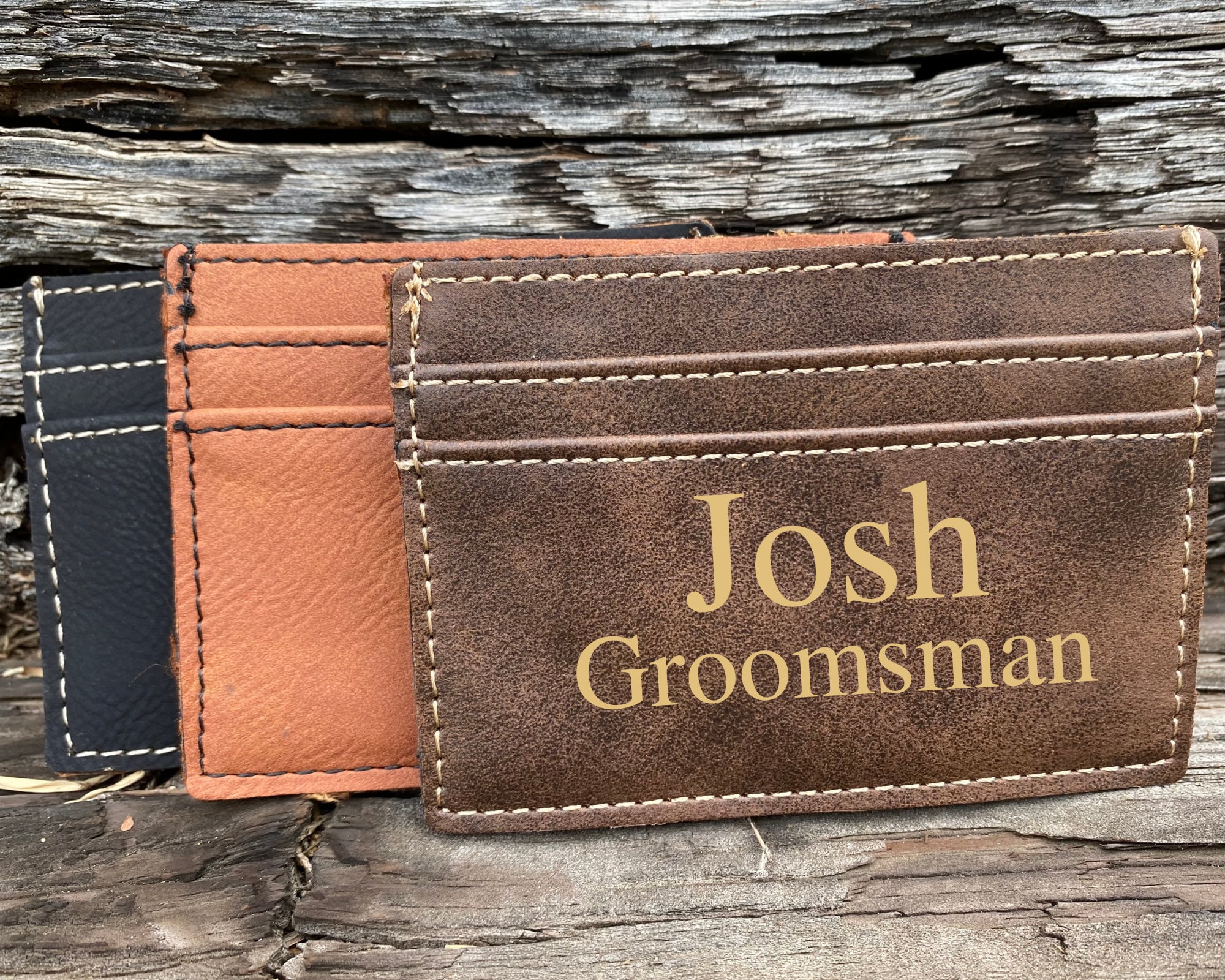 Personalized Men's Groomsmen Gift Leather Wallet - Custom Groomsmen Wallet Gift