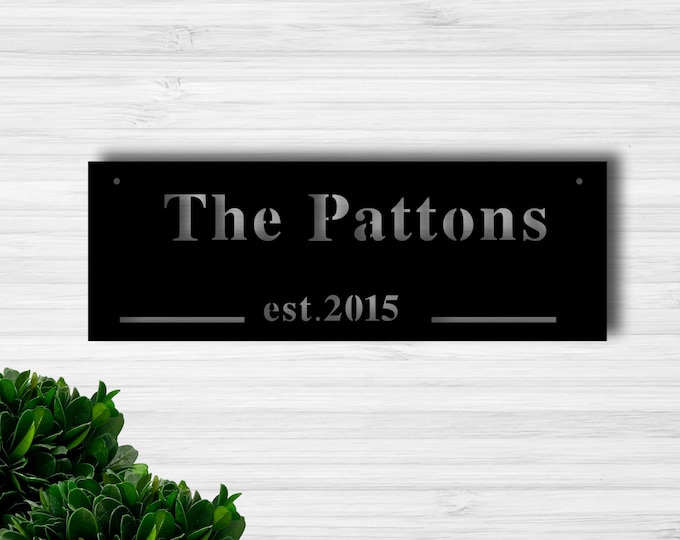 Custom Family Name Established Date Metal Sign - Couples Est sign - Personalized Wedding Gift - Last Name Sign - Couples Gift