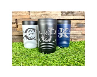 Monogram Stainless Steel Can Cooler, Metal Can Cooler Beverage Holder for Cans or Bottles, Personalized Can Holder, Bridesmaid Gift