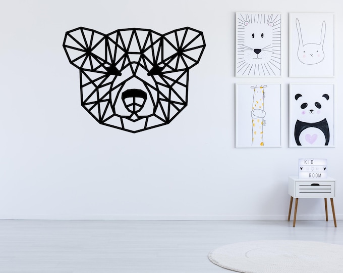 Geometric Bear - Hanging Wall Art - Bear Figurine - Bear Head -  - Animal Decor - Bear Wall Art - Wire Sculpture - Kids Room