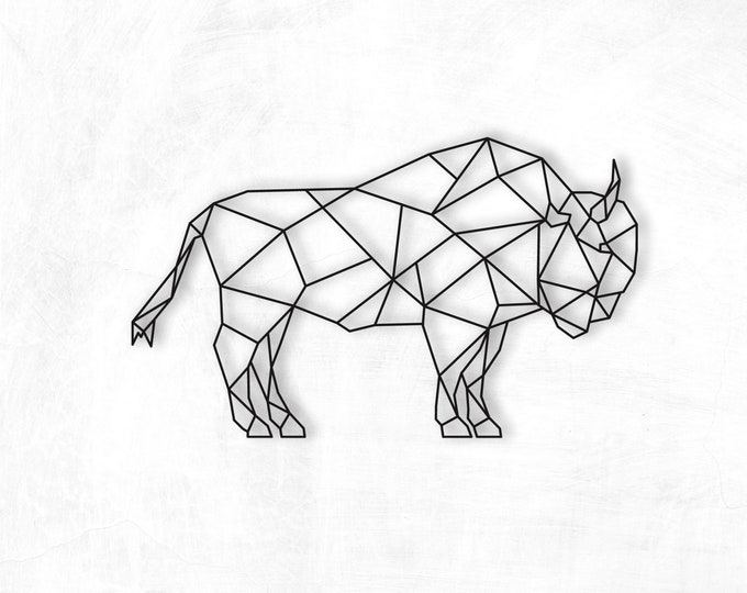 Geometric Bison wall hanging | geometric woodland buffalo bison animal wall decor | buffalo art