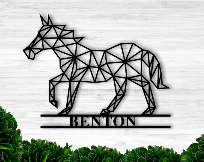 Custom horse sign, Personalized geometric horse, Horse sign, Geometric Horse sign, Family name sign,farmhouse,  kids name sign, nursery sign