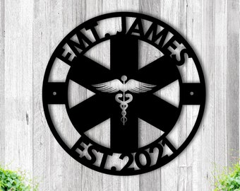 Custom Metal Sign For Paramedic, EMT Gift Ideas, Medical Field Home Decor, Personalized Family Name Sign, Custom EMS Gift, First Responder