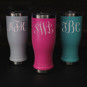 Personalized Wedding Tumblers, Custom wedding party tumblers, Wedding party cups, Bridal party tumblers, Monogram 20oz, Tumbler with lid