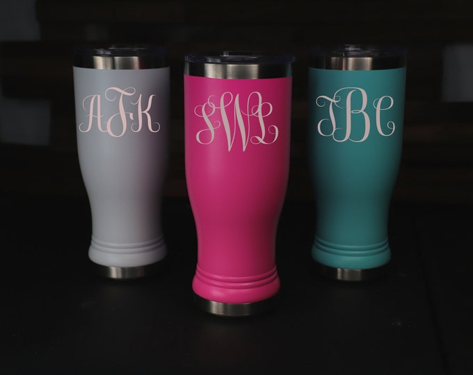 Personalized Wedding Tumblers, Custom wedding party tumblers, Wedding party cups, Bridal party tumblers, Monogram 20oz, Tumbler with lid