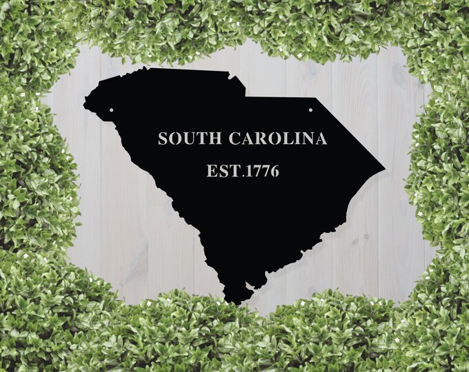 Custom South Carolina Established Family Sign, Metal Monogram Sign, Metal Family Name Sign, state Metal Signs with Last Names