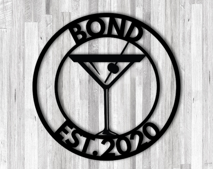 Personalized Bar Theme Sign,Custom Bar Theme Sign,Drink Sign,Metal Family Name Sign for bar, Martini Lover Gift,Last Name Sign,Whiskey Decor