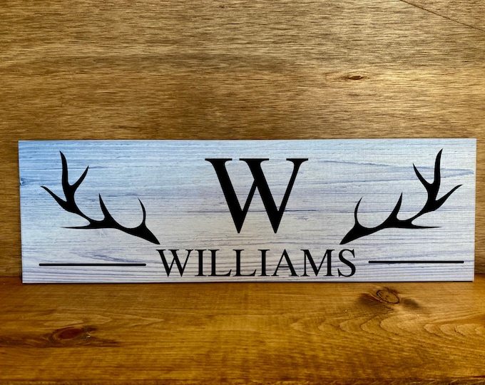 Custom Name Sign, Deer Sign, Wedding Gift, Family Name Sign, Outdoor Name Sign, Anniversary, Last Name Sign Dear Head Sign Deer Antler Decor
