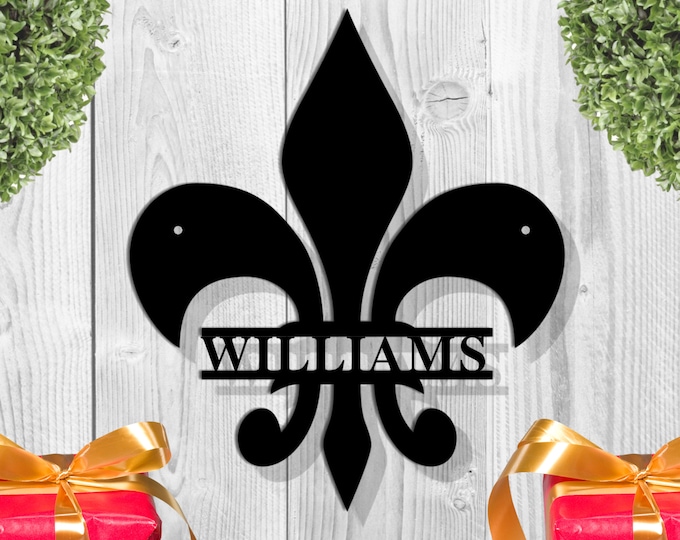 Louisiana Customized Sign, Wall Mount Personalized Fleur De Lis, Pesonalized Fleur De Lis, Last Name Fleur De Lis, Fleur De lis sign,sign