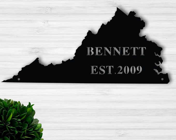 Personalized Virginia State sign, Custom metal Virginia State sign, Virginia Sign, Commonwealth state.