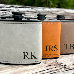 Personalized Leather Flask, Groomsmen Flask, Engraved Flask, Hip Flask, Custom Flask, Monogrammed Flask, Flask for Groomsmen,Groomsman Flask
