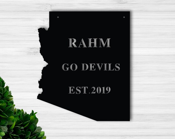 Arizona State Sign, Metal Monogram Sign, Metal Family Name Sign, Metal Signs with Last NamesCustom, Arizona Metal sign,