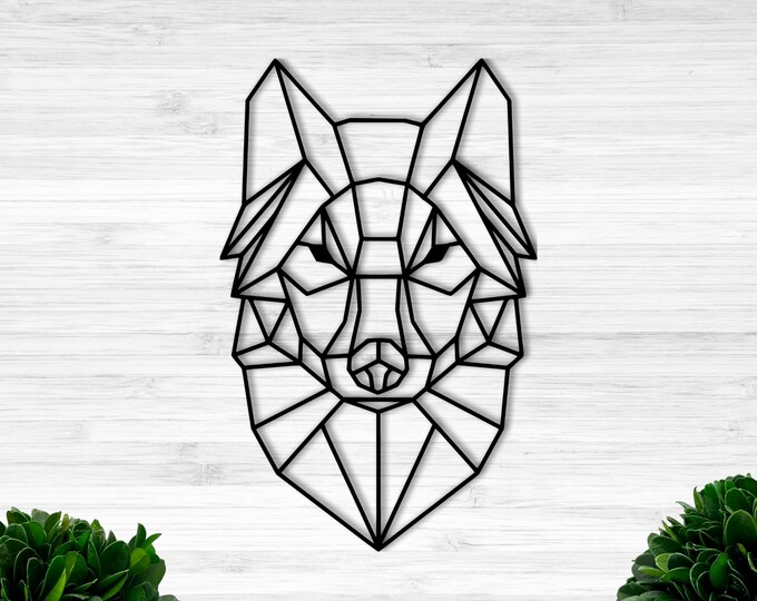 Geometric Wolf - Hanging Wall Art - Wolf Wall Decor - Wolf head - Wolf Statue - Wire Sculpture - Wolf Figurine - Animal Decor - Kids Room
