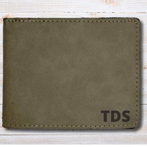 Monedero delgado personalizado Bi-Fold hombres, hombres láser grabado cartera, padrinos regalo, billetera monograma, regalo para los hombres