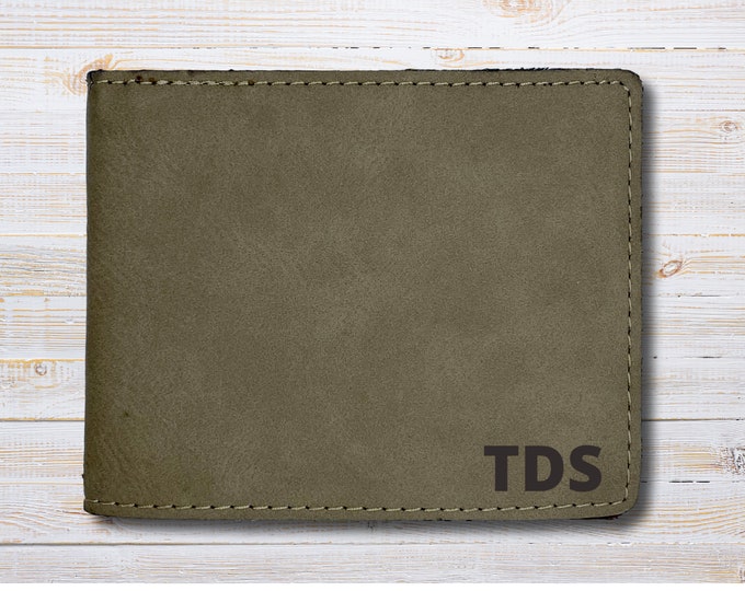 Personalized Bi-Fold Men's Slim Wallet, Mens Laser Engraved Wallet, Groomsmen Gift, Monogram Wallet, Gift for Men
