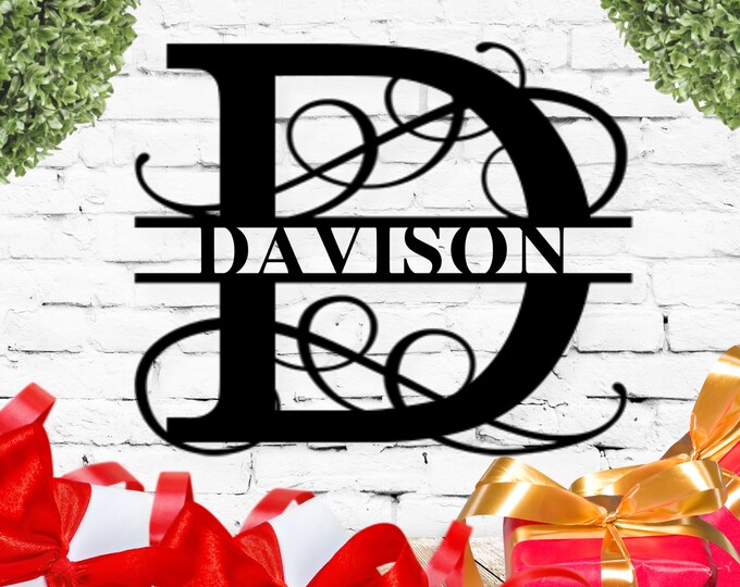 Custom Family Name Metal Sign, Initial Sign, Metal Monogram Sign, Door Hanger, Last Name Sign, Metal Wall Art, Metal Decorative Wall Art