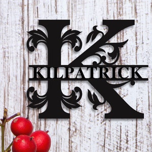Custom Family Name Metal Sign, Initial Sign, Metal Monogram Sign, Door Hanger, Last Name Sign, Metal Wall Art, Metal Decorative Wall Art