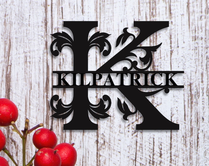 Custom Family Name Metal Sign, Initial Sign, Metal Monogram Sign, Door Hanger, Last Name Sign, Metal Wall Art, Metal Decorative Wall Art
