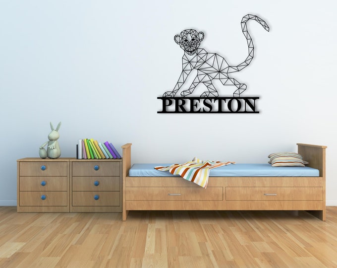 Personalized Metal Monkey Sign, Custom monkey sign, Kids room art, Nursery decor, Safari Wall Art, Kids room decor