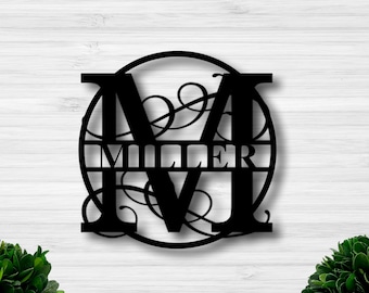 Custom Family Name Metal Sign, Initial Sign, Metal Monogram Sign, Door Hanger, Last Name Sign, Metal Wall Art, Metal Decorative Wall Art