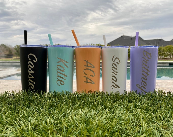 Personalized Tumbler, Insulated Tumbler, Engraved Cup, Custom Tumbler Cup, Tumbler with Straw